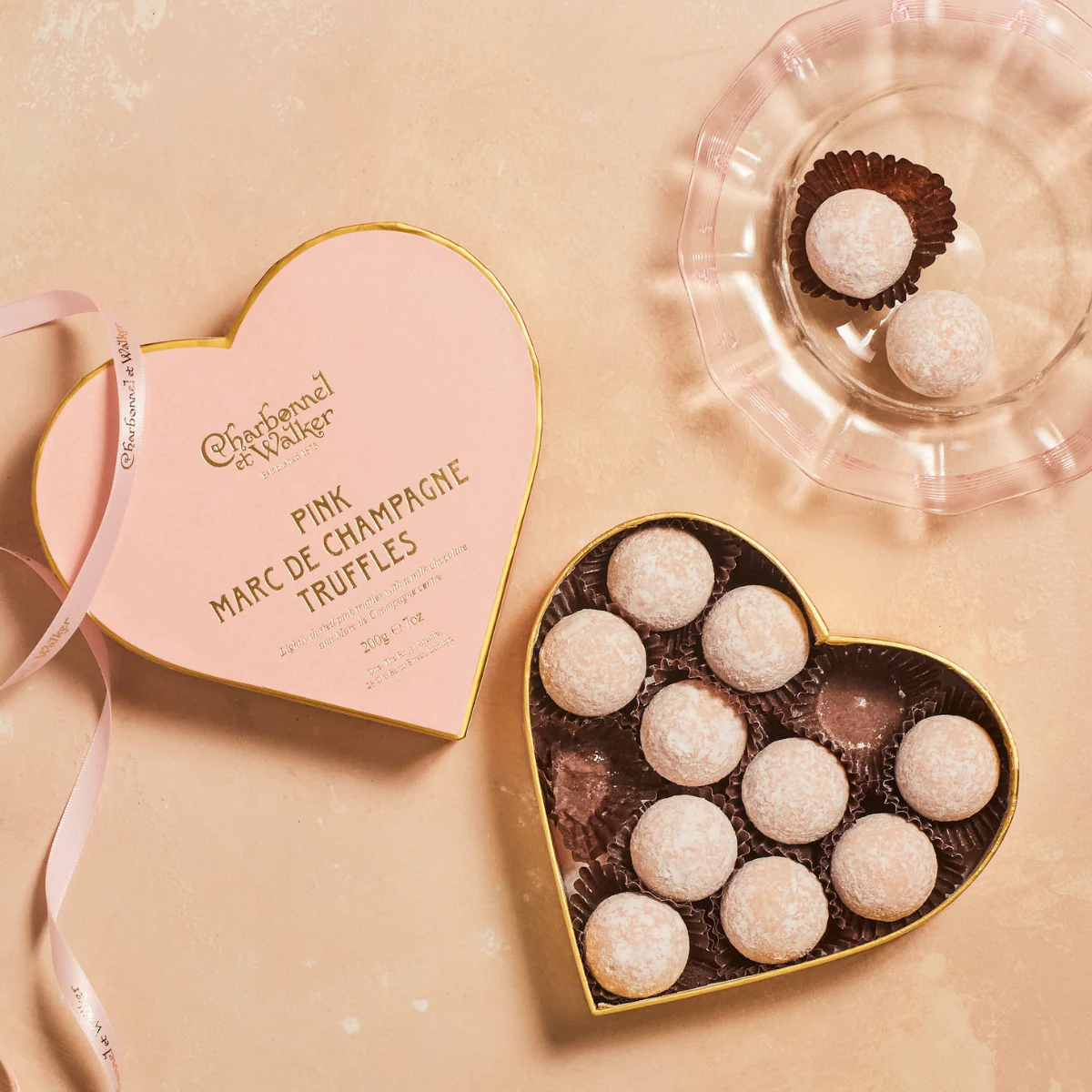 Pink Marc de Champagne Truffles, Herz - Image 2