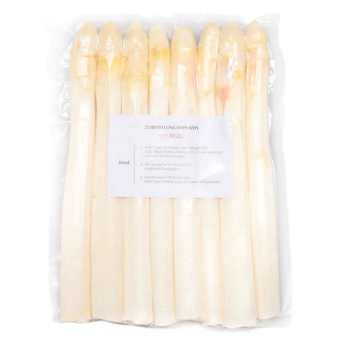 Weißer Spargel, geschält und vakuumiert